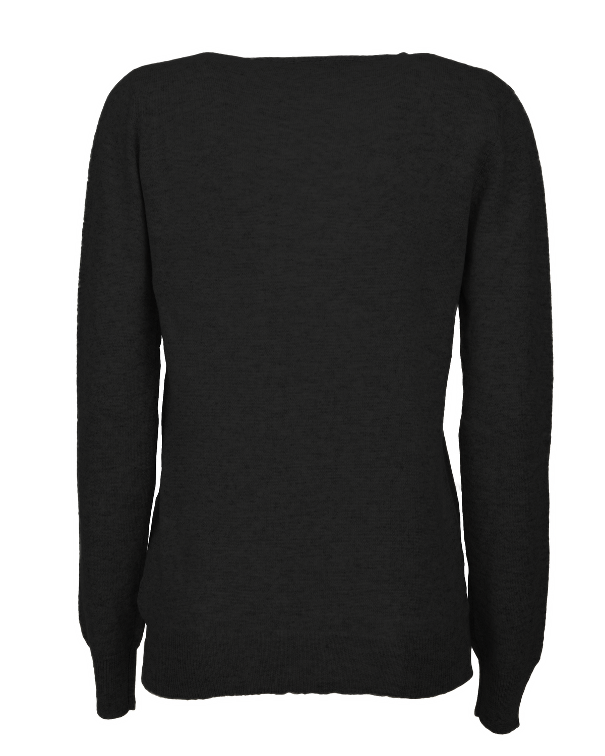 Women's cashmere V-neck cardigan in Black, back product view