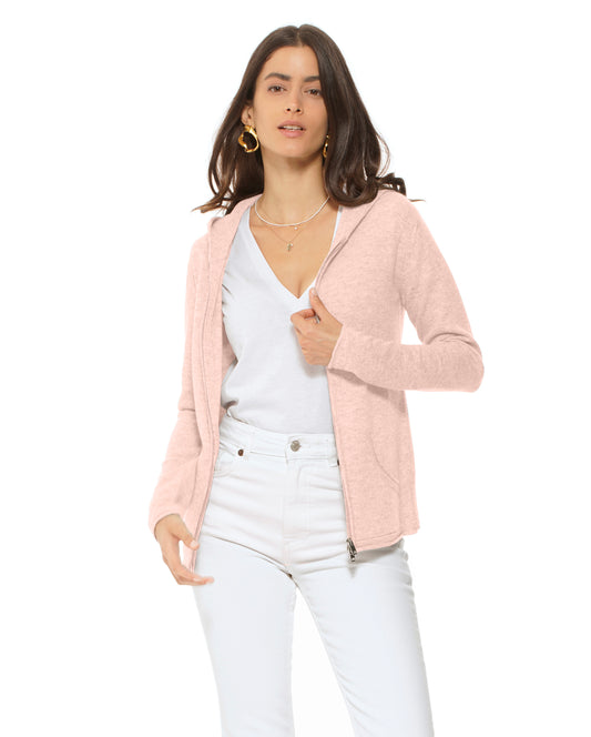Women's Pure Cashmere Hoodie Sweater Peach