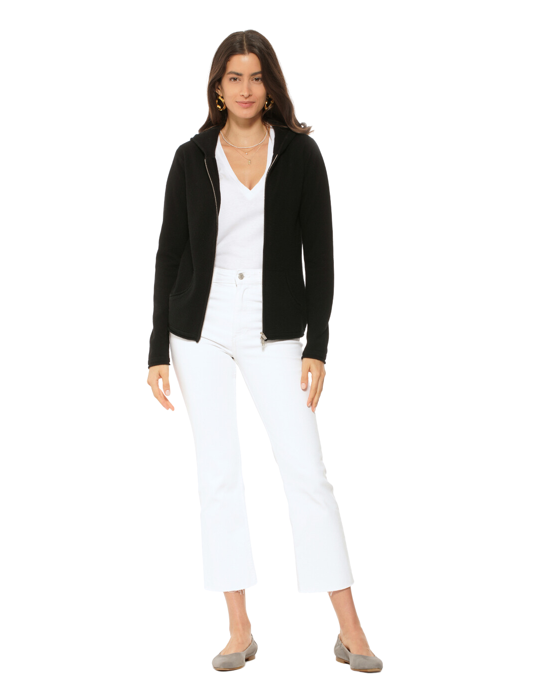 Monticelli Women's Pure Cashmere Hoodie Sweater Black Made In Italy 4