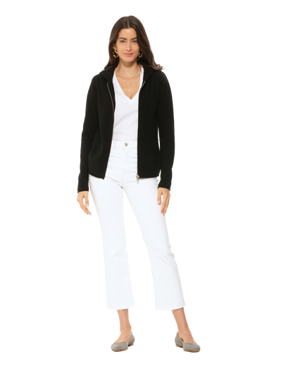 Monticelli Women's Pure Cashmere Hoodie Sweater Black Made In Italy 4