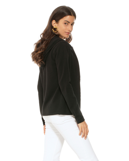 Monticelli Women's Pure Cashmere Hoodie Sweater Black Made In Italy 3