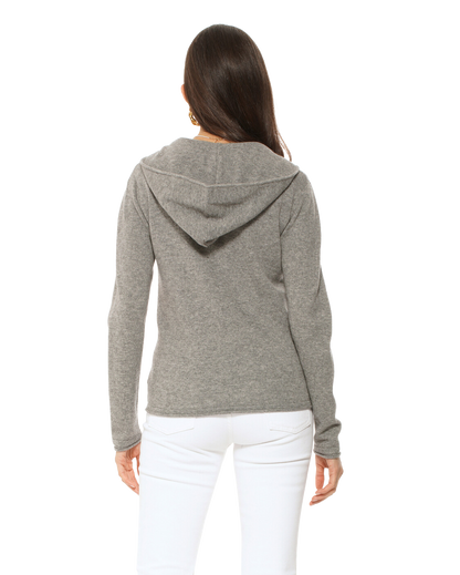 Monticelli Women's Pure Cashmere Hoodie Sweater Medium Grey Made In Italy 3