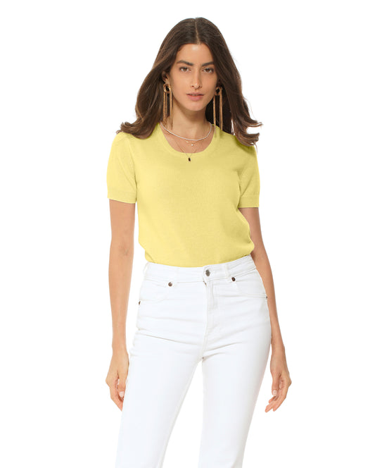 Women's Pure Cashmere T-Shirt Lemon Yellow