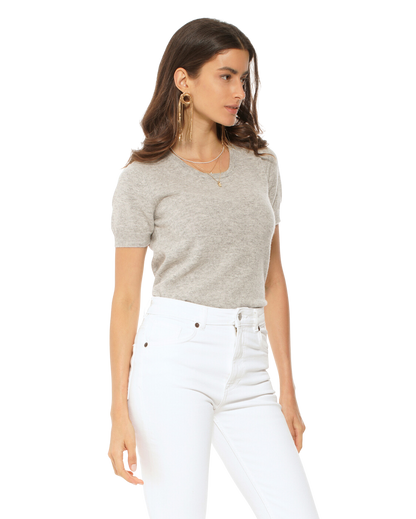 Monticelli Women's Pure Cashmere T-Shirt Light Grey 2
