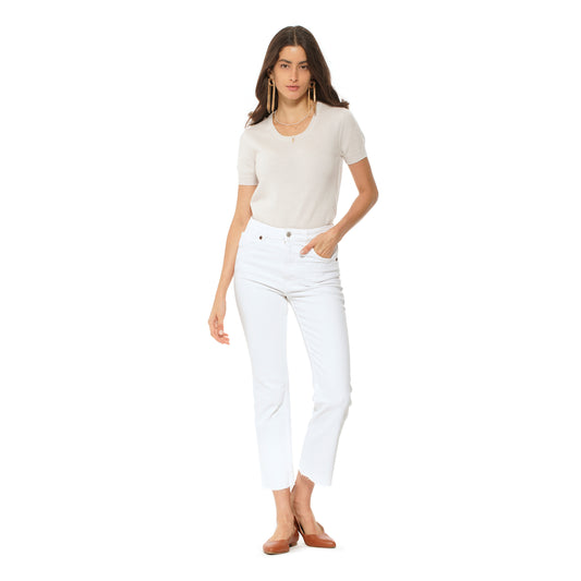 Women's Pure Cashmere Featherlight Knit Tee Milk White