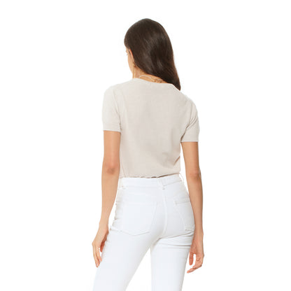 Women's Pure Cashmere Featherlight Knit Tee Milk White