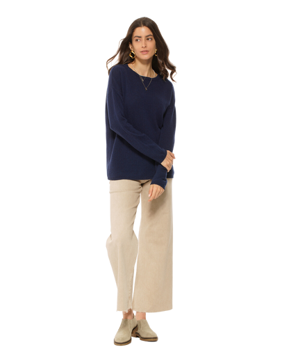 Monticelli Women's Oversized Cashmere Boatneck Sweater Blue 4