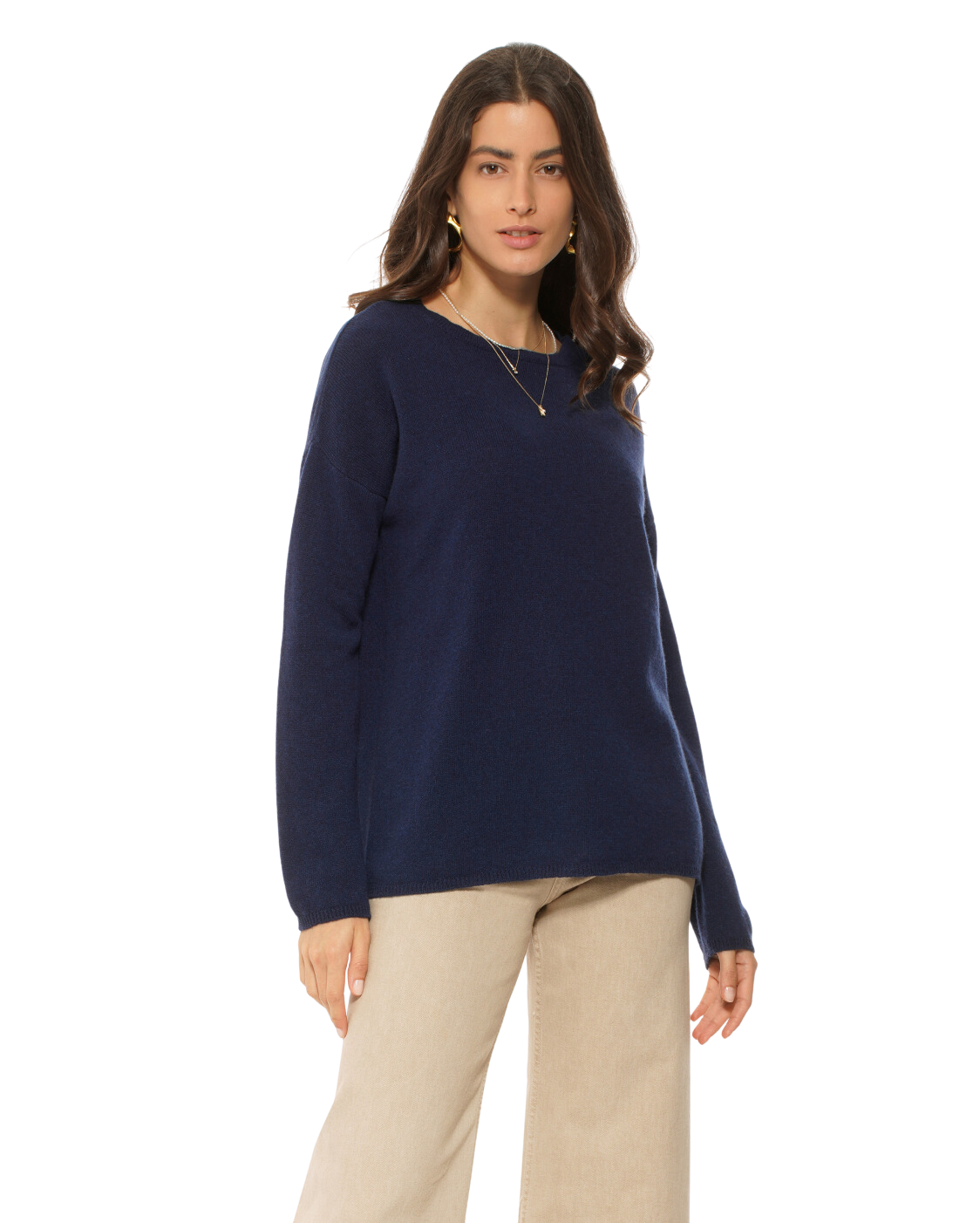Monticelli Women's Oversized Cashmere Boatneck Sweater Blue 1