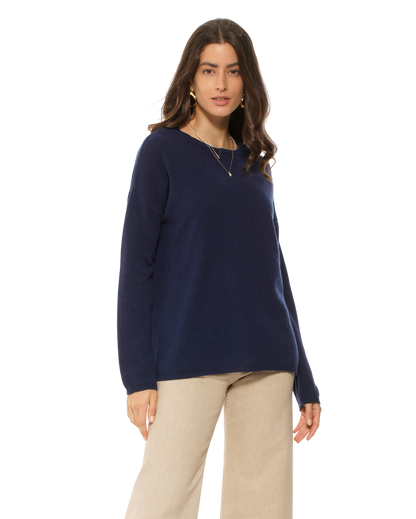 Monticelli Women's Oversized Cashmere Boatneck Sweater Blue 1