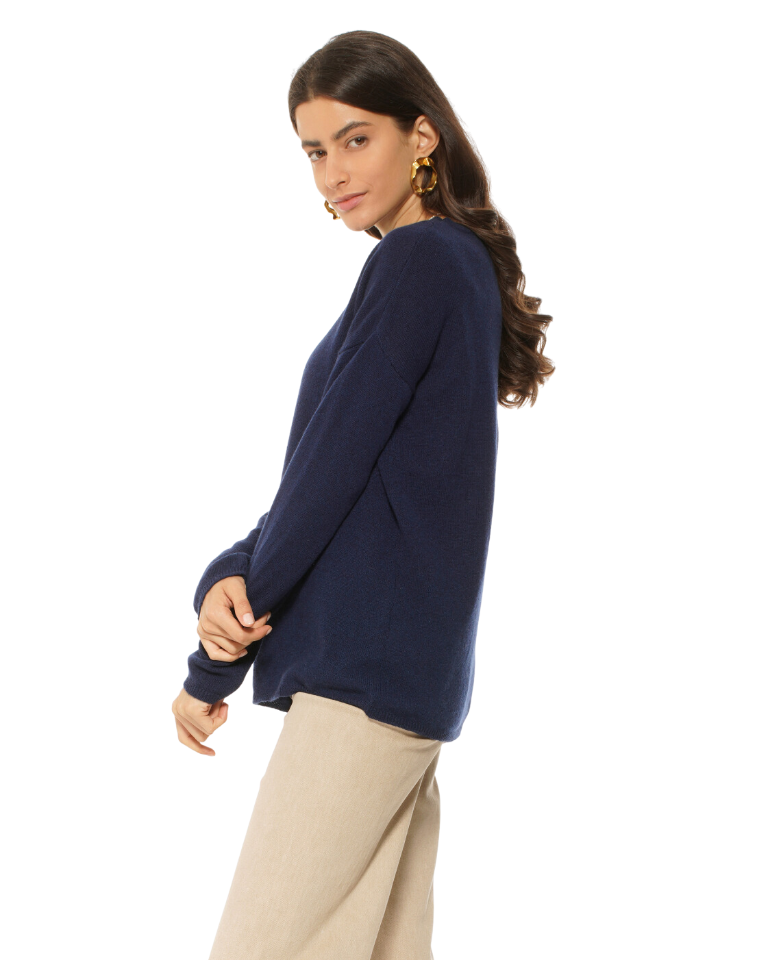 Monticelli Women's Oversized Cashmere Boatneck Sweater Blue 2