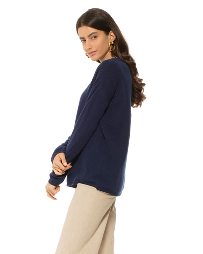 Monticelli Women's Oversized Cashmere Boatneck Sweater Blue 2