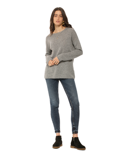 Monticelli Women's Oversized Cashmere Boatneck Sweater Medium Grey 4