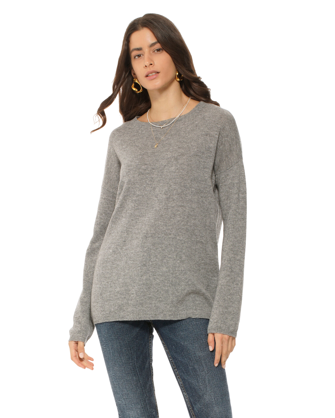 Monticelli Women's Oversized Cashmere Boatneck Sweater Medium Grey 1
