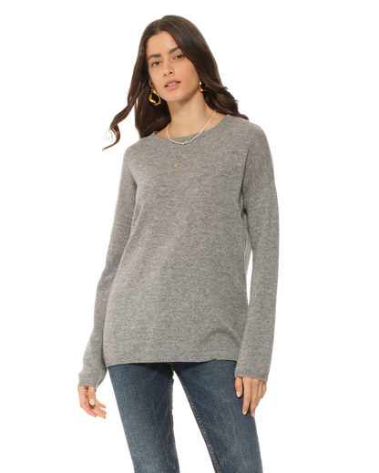 Monticelli Women's Oversized Cashmere Boatneck Sweater Medium Grey 1