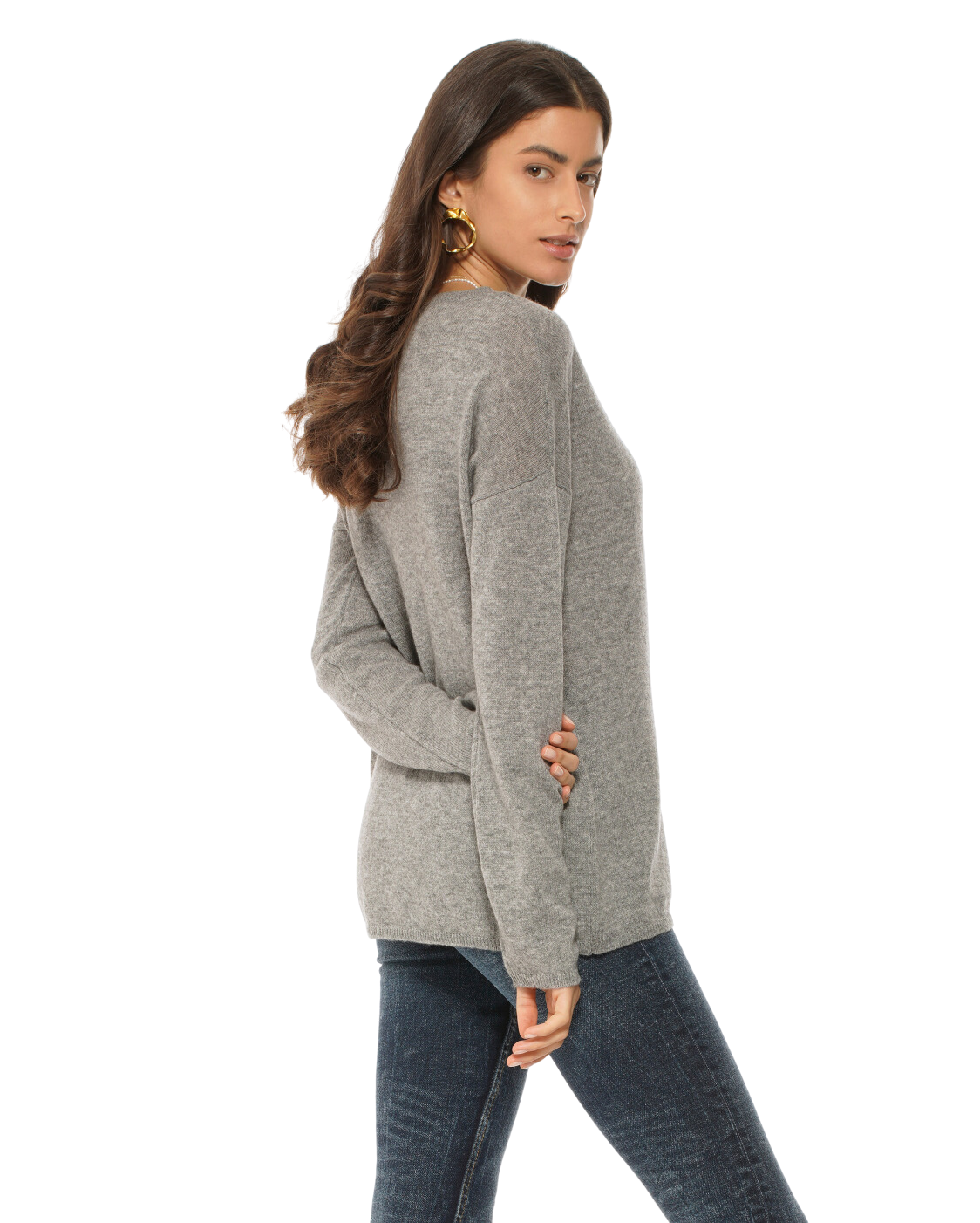 Monticelli Women's Oversized Cashmere Boatneck Sweater Medium Grey 3