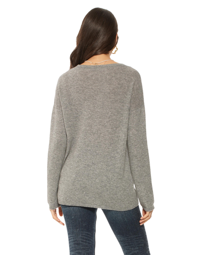 Monticelli Women's Oversized Cashmere Boatneck Sweater Medium Grey 2