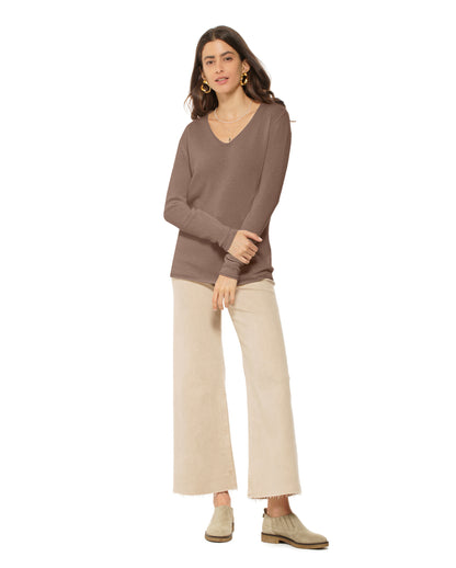 Women's Ultra-Light Cashmere V-Neck Sweater Brown