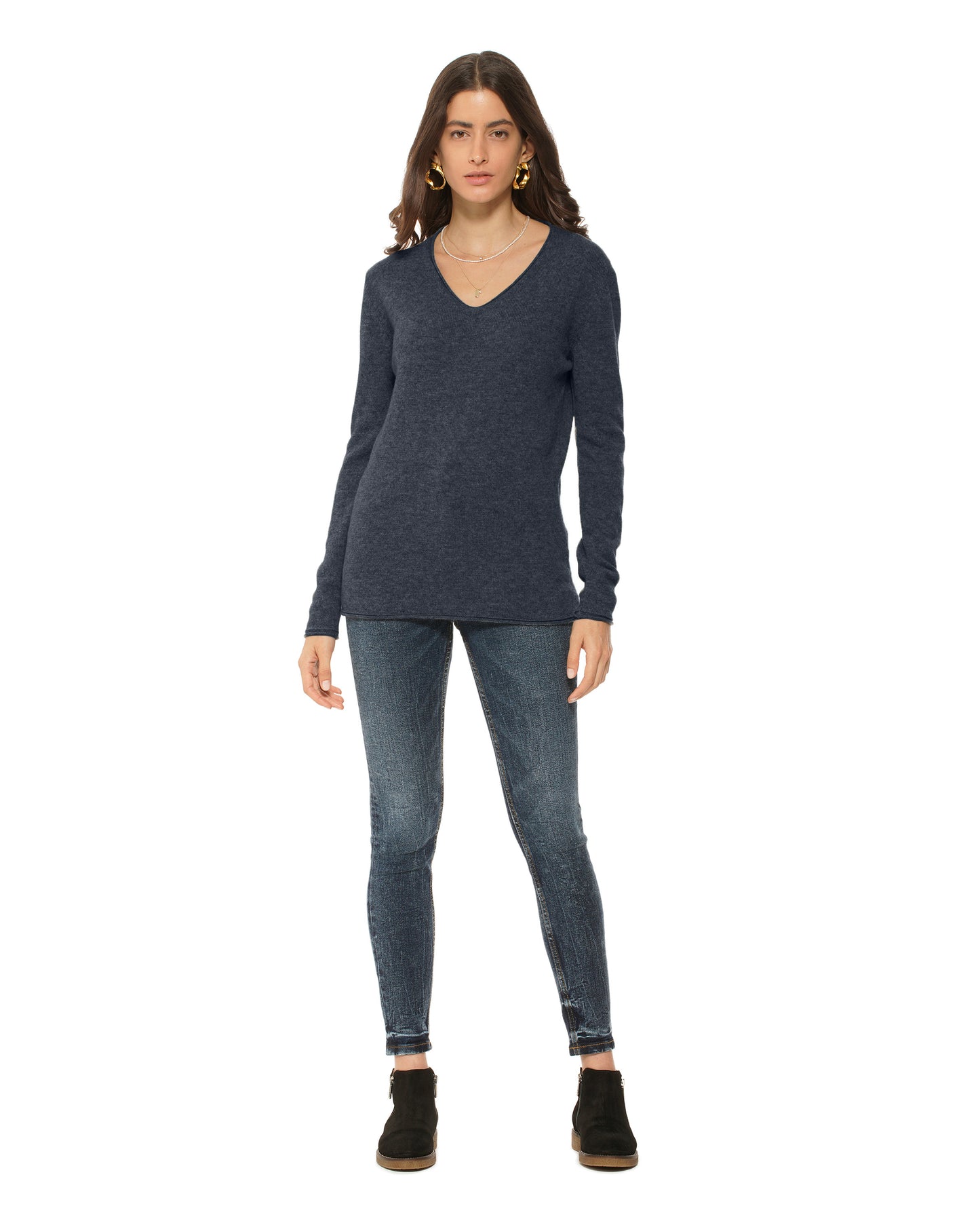 Women's Ultra-Light Cashmere V-Neck Sweater Charcoal