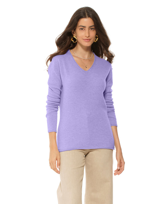 Women's Ultra-Light Cashmere V-Neck Sweater Lavender