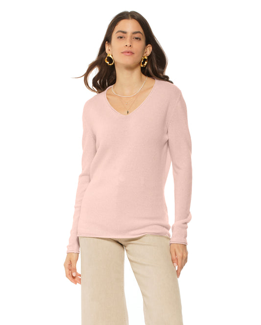 Women's Ultra-Light Cashmere V-Neck Sweater Peach