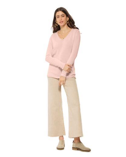 Women's Ultra-Light Cashmere V-Neck Sweater Peach