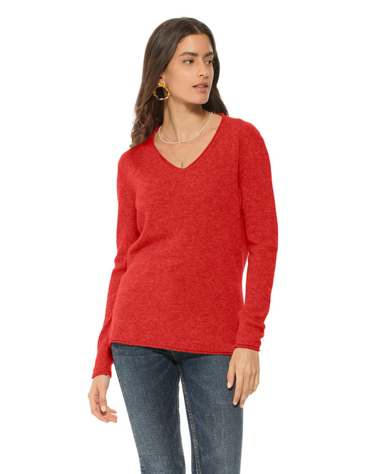 Women's Ultra-Light Cashmere V-Neck Sweater Red