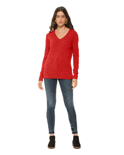 Women's Ultra-Light Cashmere V-Neck Sweater Red