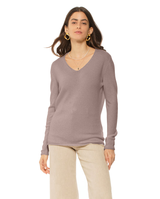 Women's Ultra-Light Cashmere V-Neck Sweater Taupe