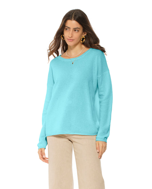 Women's Pure Cashmere Lounge Sweater Cyan