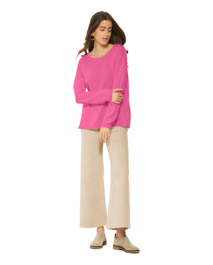Women's Pure Cashmere Lounge Sweater Fuchsia