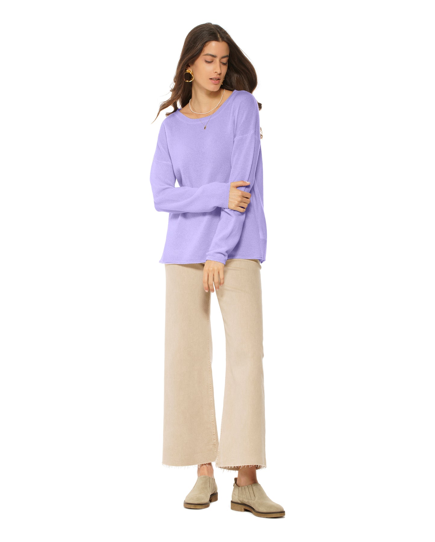 Women's Pure Cashmere Lounge Sweater Lavender