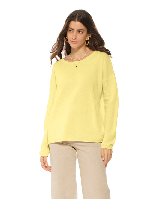 Women's Pure Cashmere Lounge Sweater Lemon Yellow