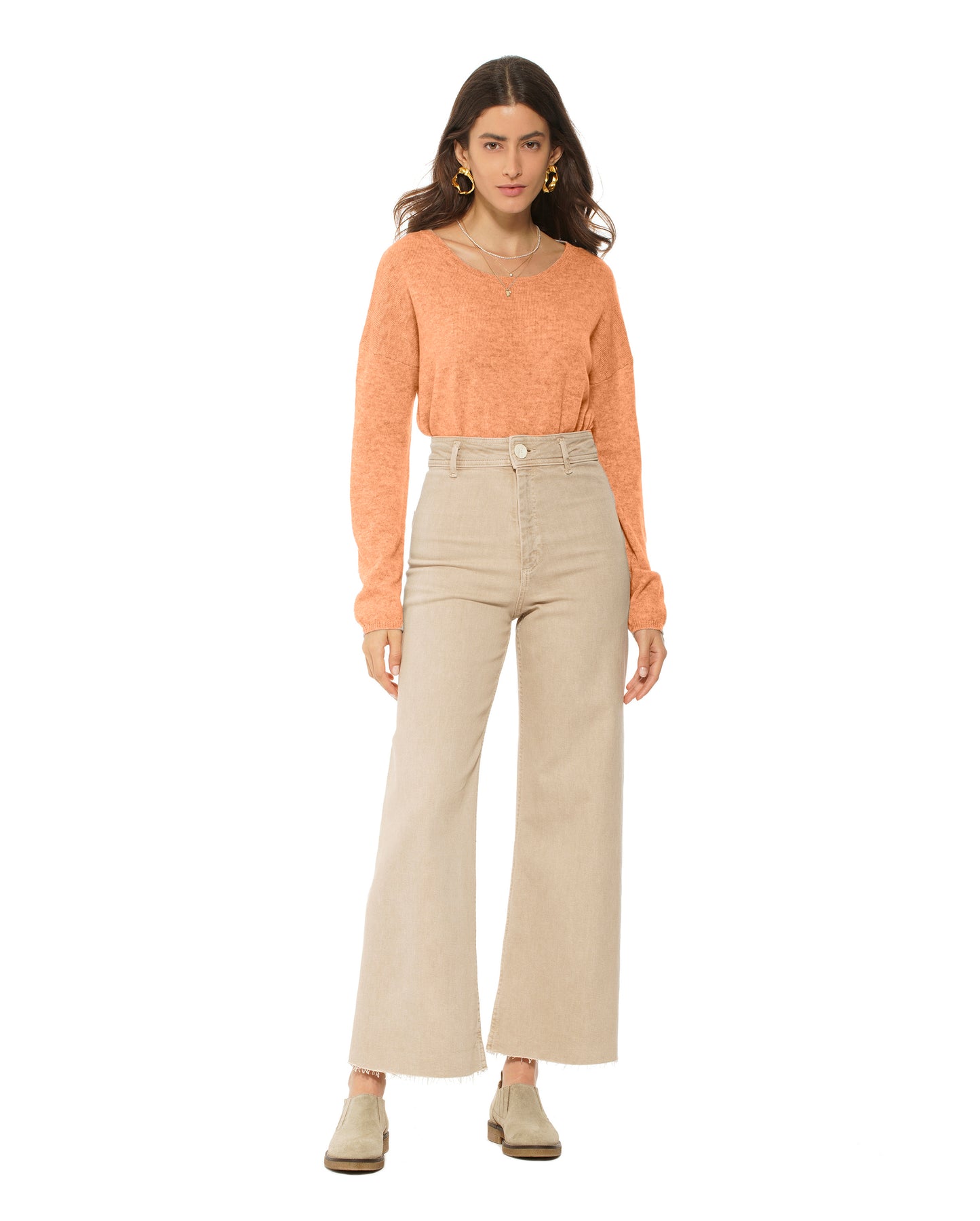 Women's Pure Cashmere Lounge Sweater Orange