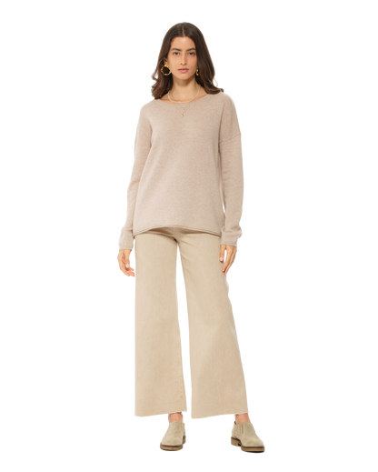 Monticelli Women's Pure Cashmere Lounge Sweater Beige Made In Italy 2