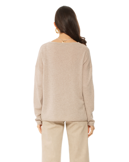 Monticelli Women's Pure Cashmere Hoodie Sweater Beige Made In Italy 4