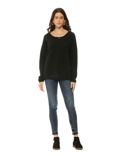 Monticelli Women's Pure Cashmere Lounge Sweater Black 4