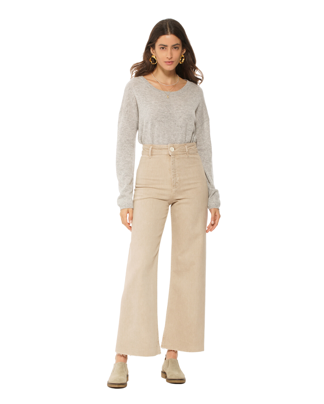 Monticelli Women's Pure Cashmere Lounge Sweater Light Grey Made In Italy 3