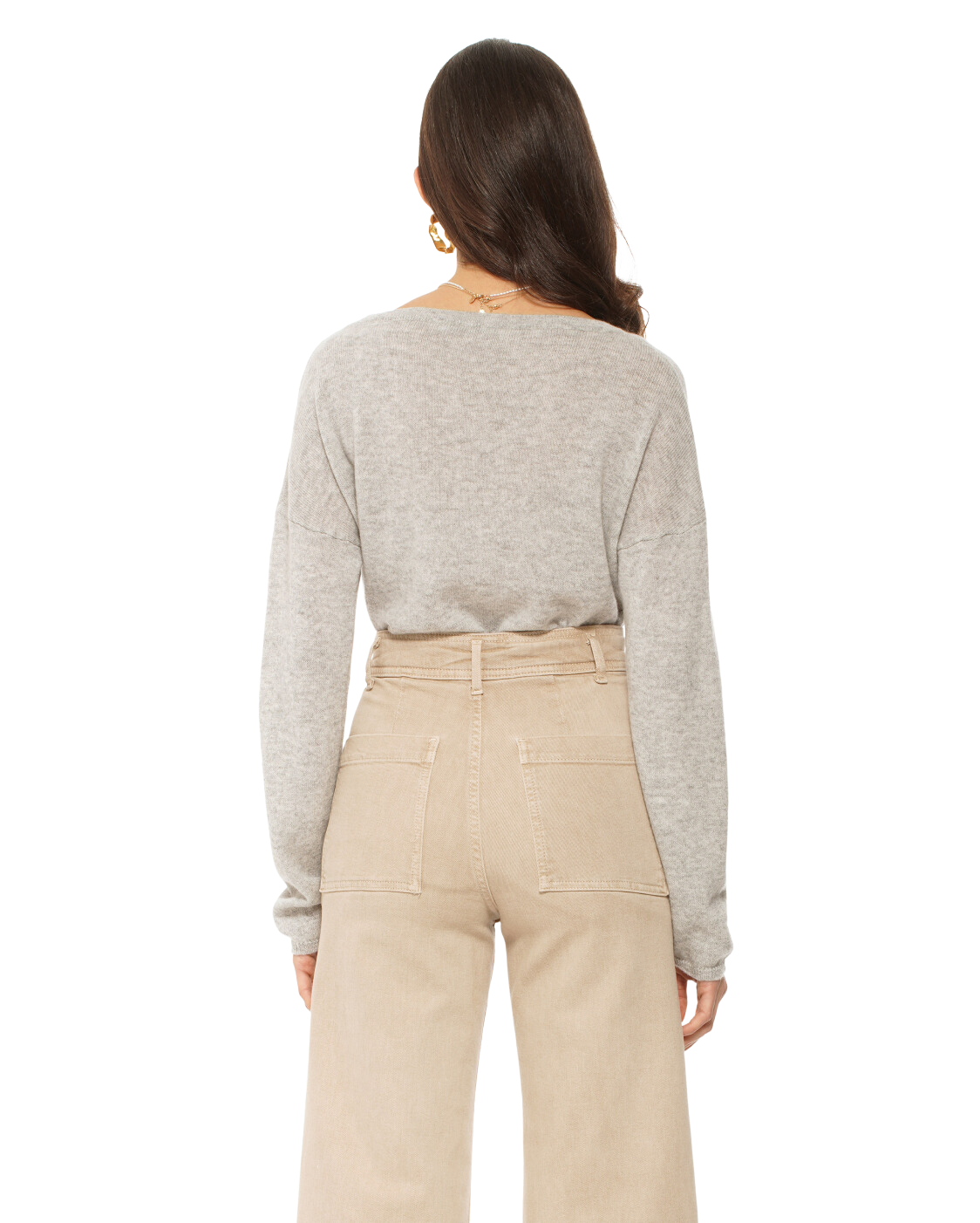 Monticelli Women's Pure Cashmere Lounge Sweater Light Grey 5