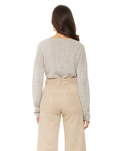 Monticelli Women's Pure Cashmere Lounge Sweater Light Grey Made In Italy 5