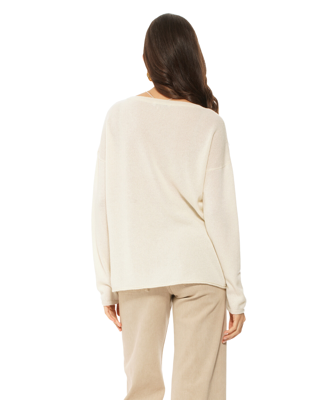 Monticelli Women's Pure Cashmere Lounge Sweater Milk White 3