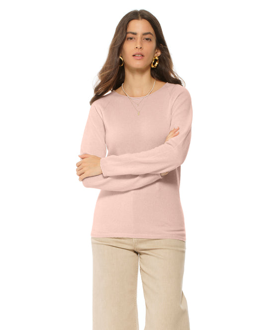 Women's Ultralight Cashmere Raglan Crew Neck Sweater Peach