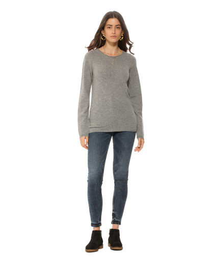 Monticelli Women's Ultralight Cashmere Raglan Crew Neck Sweater Medium Grey 2