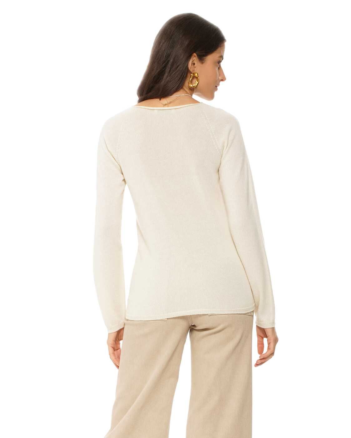 Monticelli Women's Ultralight Cashmere Raglan Crew Neck Sweater Light Grey Made In Italy 5