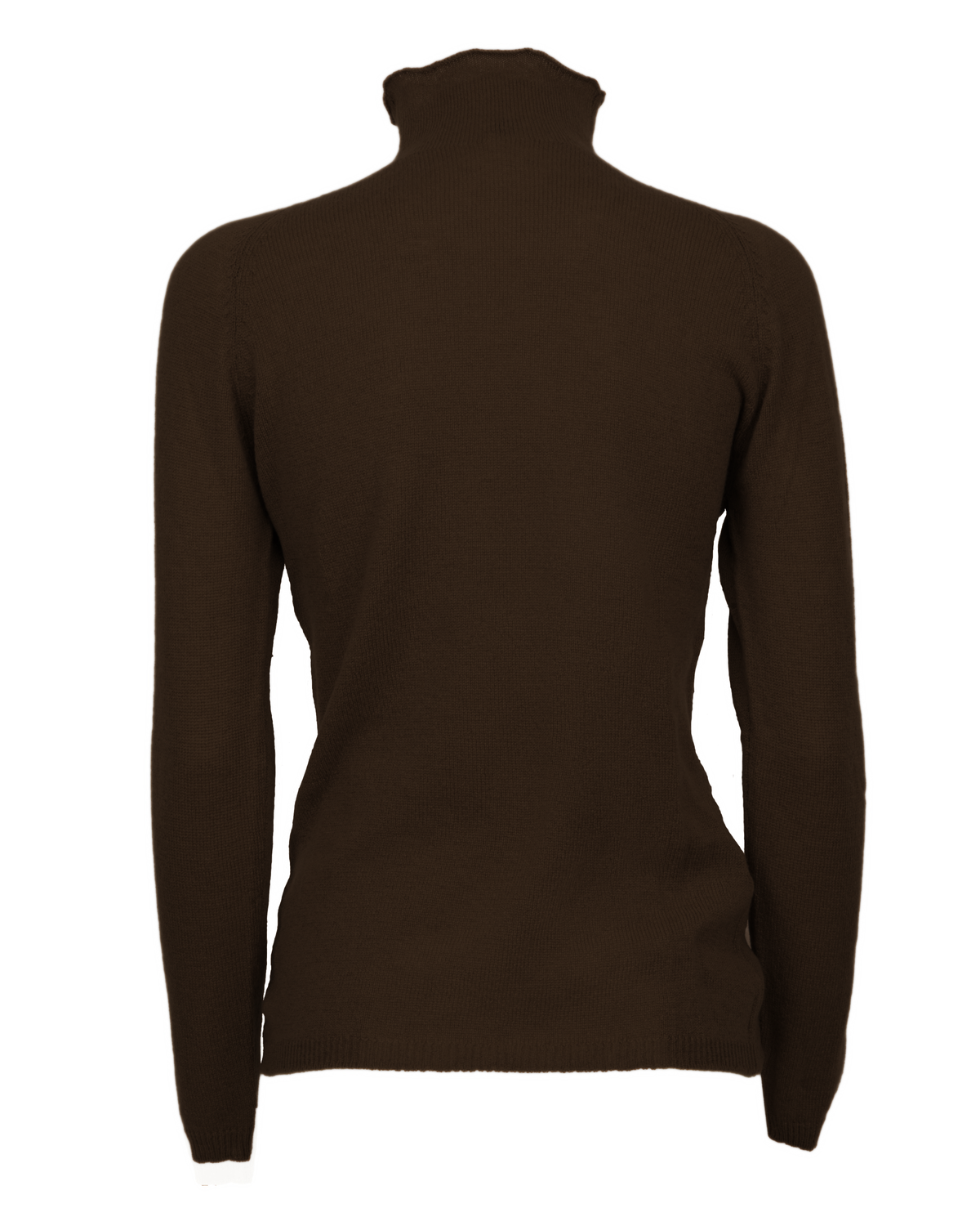 Women's ultralight cashmere raglan turtleneck in Coffee, back product view