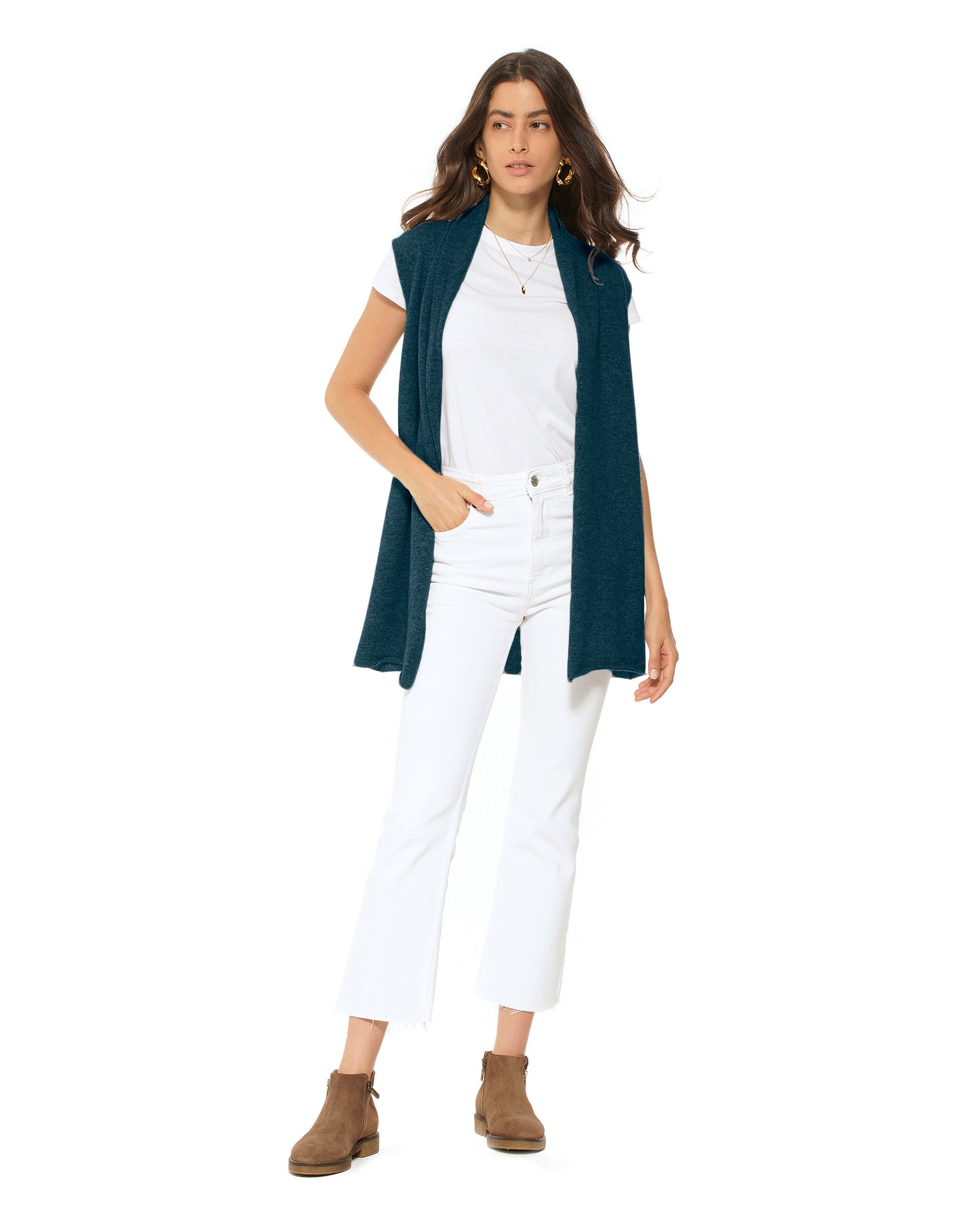 Women's Pure Cashmere Sleeveless Cardigan Forest Green