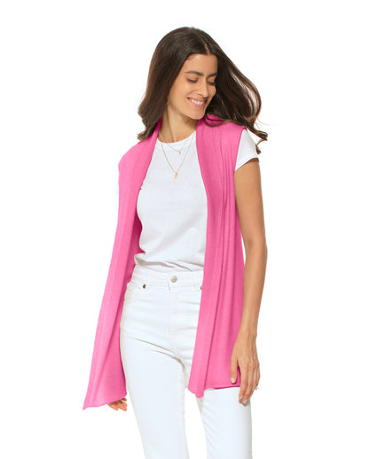 Women's Pure Cashmere Sleeveless Cardigan Fuchsia