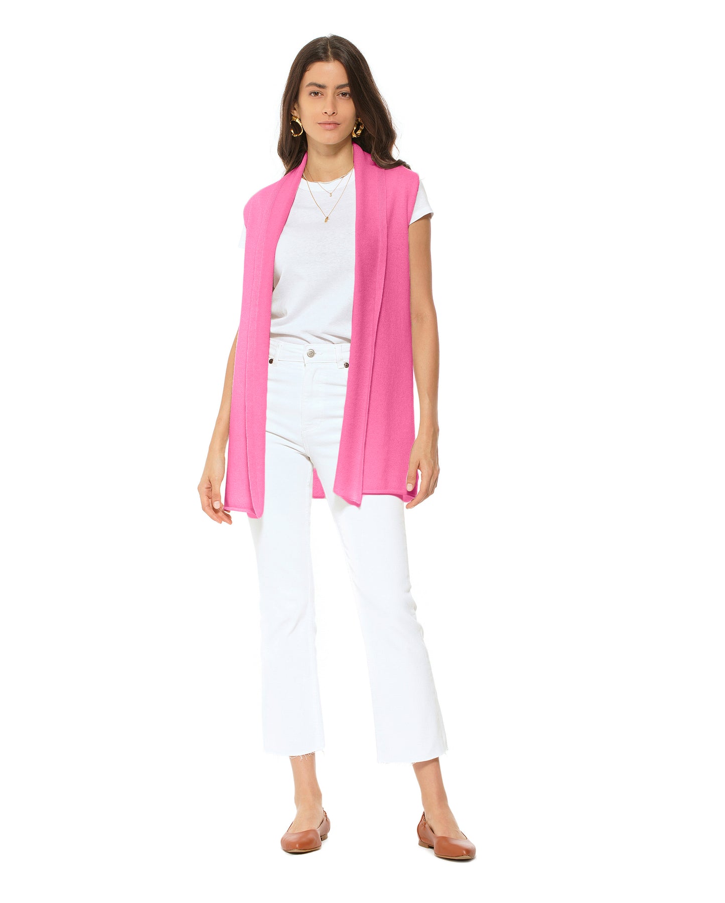 Women's Pure Cashmere Sleeveless Cardigan Fuchsia