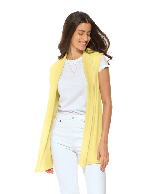 Women's Pure Cashmere Sleeveless Cardigan Lemon Yellow
