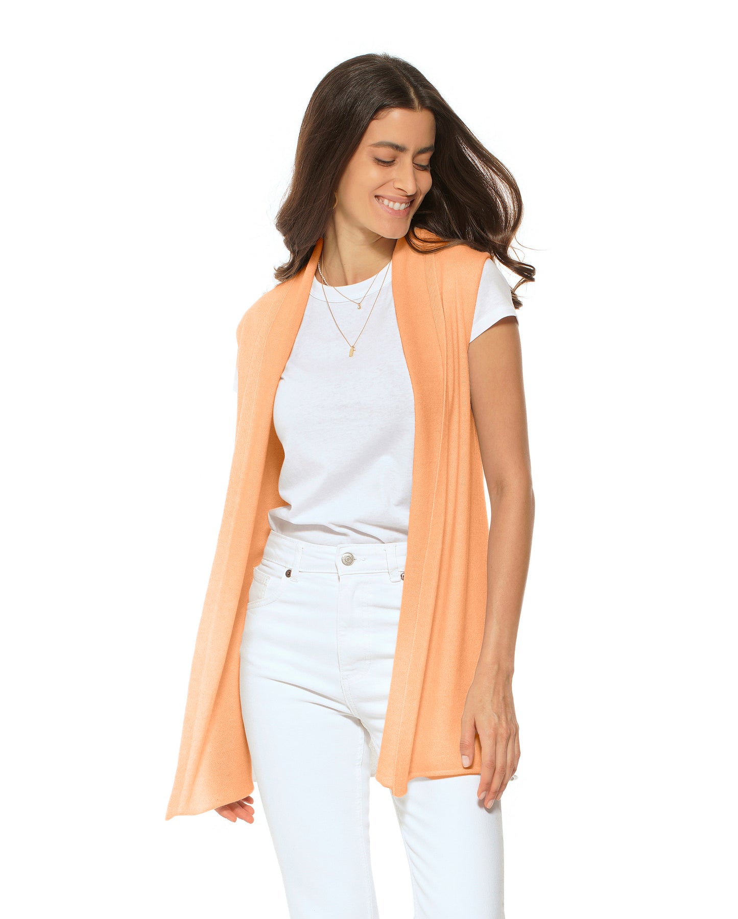 Women's Pure Cashmere Sleeveless Cardigan Orange