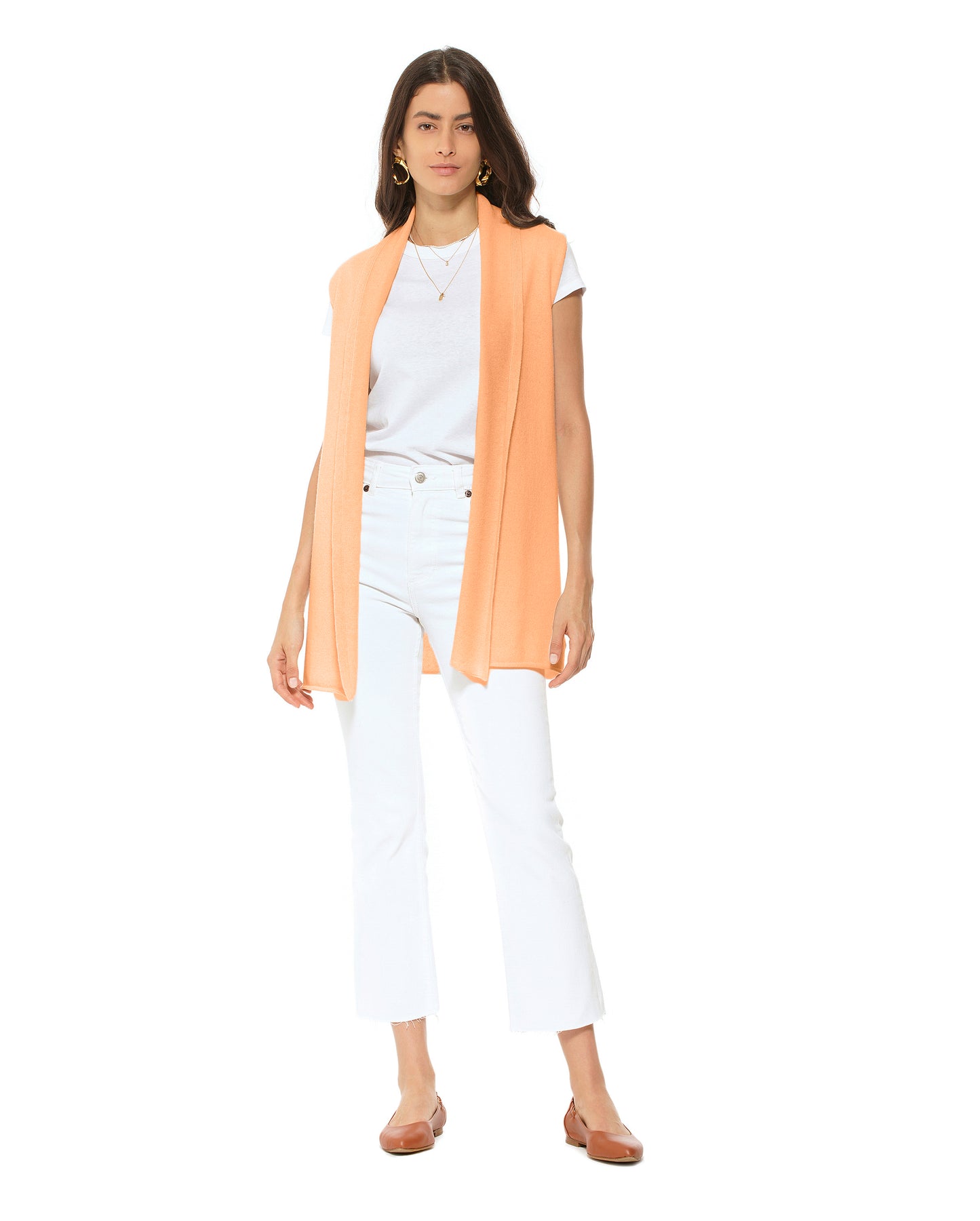 Women's Pure Cashmere Sleeveless Cardigan Orange